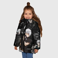 Куртка зимняя для девочки Грустный Канеки Токийский Гуль Tokyo Ghoul, цвет: 3D-черный — фото 2