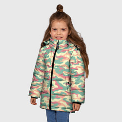 Куртка зимняя для девочки Камуфляж в пастельных цветах, цвет: 3D-красный — фото 2