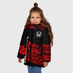 Куртка зимняя для девочки Honda Следы от шин, цвет: 3D-красный — фото 2