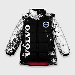 Куртка зимняя для девочки Volvo капли и брызги красок, цвет: 3D-красный