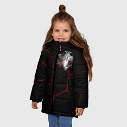 Куртка зимняя для девочки Настоящее сердце в цветах, цвет: 3D-красный — фото 2