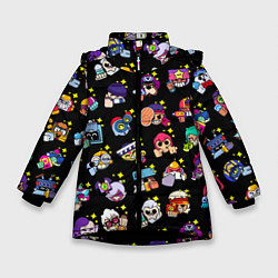 Куртка зимняя для девочки Особые редкие значки Бравл Все Пины черный фон Spe, цвет: 3D-черный