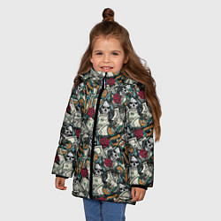 Куртка зимняя для девочки Смерть, Змея, Доллары, Розы, цвет: 3D-светло-серый — фото 2