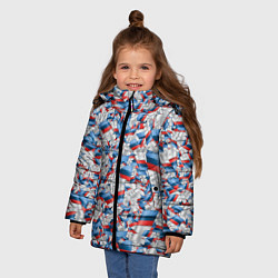 Куртка зимняя для девочки М-ка БМВ Паттерн, цвет: 3D-черный — фото 2
