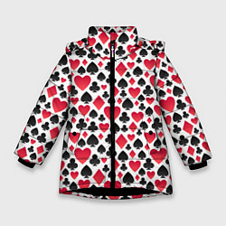 Куртка зимняя для девочки Картёжник масти, цвет: 3D-черный