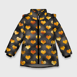 Куртка зимняя для девочки Сердечки Gold and Black, цвет: 3D-светло-серый