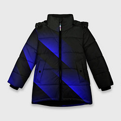 Куртка зимняя для девочки Blue Fade 3D Синий градиент, цвет: 3D-черный