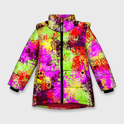 Куртка зимняя для девочки Пиксельный камуфляж Диско, цвет: 3D-красный