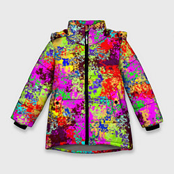 Куртка зимняя для девочки Пиксельный камуфляж Токсик, цвет: 3D-светло-серый