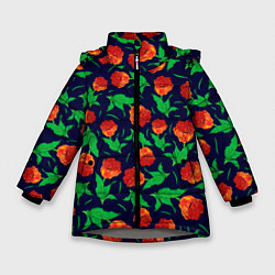 Куртка зимняя для девочки Тюльпаны Весенние цветы, цвет: 3D-светло-серый