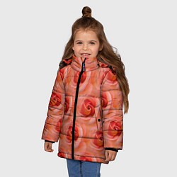 Куртка зимняя для девочки Розы - цветы - паттерн, цвет: 3D-красный — фото 2