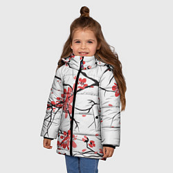 Куртка зимняя для девочки Распустившиеся цветы, цвет: 3D-черный — фото 2