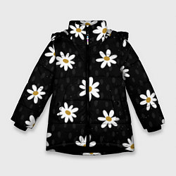 Куртка зимняя для девочки Daisies Ромашки, цвет: 3D-черный