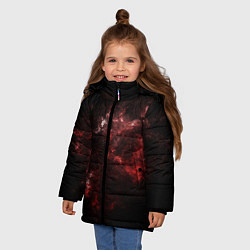 Куртка зимняя для девочки Красный космос Red space, цвет: 3D-черный — фото 2