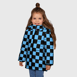 Куртка зимняя для девочки Шахматная доска Синяя, цвет: 3D-светло-серый — фото 2