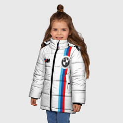 Куртка зимняя для девочки БМВ 3 STRIPE BMW WHITE, цвет: 3D-черный — фото 2