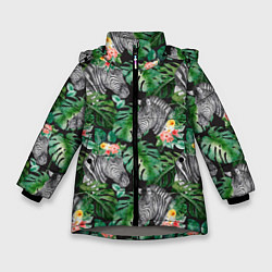 Зимняя куртка для девочки Зебра и листья