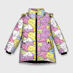 Куртка зимняя для девочки Cute pattern of seals, цвет: 3D-черный