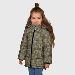 Куртка зимняя для девочки Вязаный Лесной Камуфляж, цвет: 3D-черный — фото 2