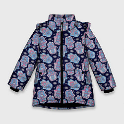 Куртка зимняя для девочки Хамса Рука Фатимы, цвет: 3D-черный