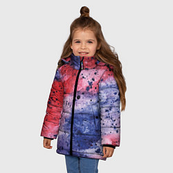 Куртка зимняя для девочки Брызги, кляксы и разводы Акварельные краски Абстра, цвет: 3D-светло-серый — фото 2