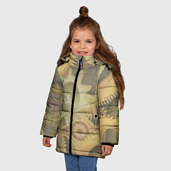 Куртка зимняя для девочки Механизмы паровой машины, цвет: 3D-светло-серый — фото 2