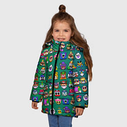 Куртка зимняя для девочки Значки на скины Бравл Старс Brawl Зеленый градиент, цвет: 3D-красный — фото 2