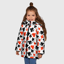 Куртка зимняя для девочки Пика, Черва, Крестя, Бубна, цвет: 3D-светло-серый — фото 2