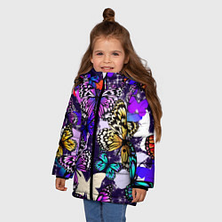 Куртка зимняя для девочки Бабочки Butterflies, цвет: 3D-светло-серый — фото 2
