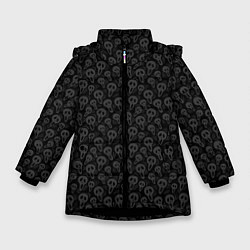 Куртка зимняя для девочки Черепа - фон, цвет: 3D-черный