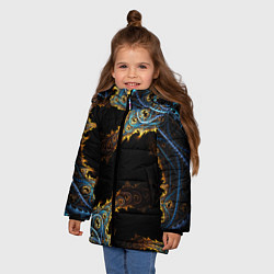 Куртка зимняя для девочки Огненные фракталы 3d, цвет: 3D-черный — фото 2