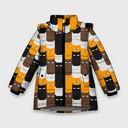 Куртка зимняя для девочки Недовольные Коты, цвет: 3D-светло-серый