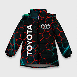 Куртка зимняя для девочки Toyota соты, цвет: 3D-светло-серый