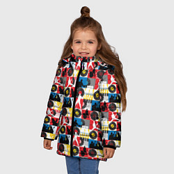 Куртка зимняя для девочки Рок-н-ролл, винил, запись музыки, цвет: 3D-черный — фото 2