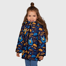 Куртка зимняя для девочки Тигры в зарослях, цвет: 3D-черный — фото 2