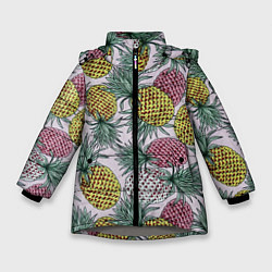 Куртка зимняя для девочки Ананасовый урожай, цвет: 3D-светло-серый