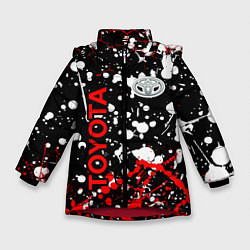 Куртка зимняя для девочки Toyota тойота брызги красок, цвет: 3D-красный