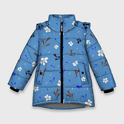 Куртка зимняя для девочки Цветочки мелкие, цвет: 3D-светло-серый