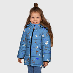 Куртка зимняя для девочки Цветочки мелкие, цвет: 3D-светло-серый — фото 2