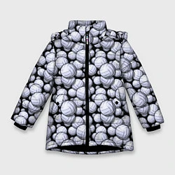 Куртка зимняя для девочки Волейбольные Мячи Volleyballs, цвет: 3D-черный