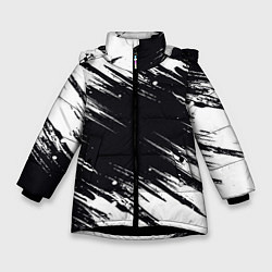 Куртка зимняя для девочки БЕЛАЯ КРАСКА БРЫЗГИ, цвет: 3D-черный