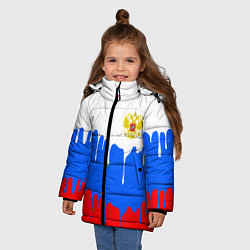 Куртка зимняя для девочки Флаг герб russia, цвет: 3D-светло-серый — фото 2