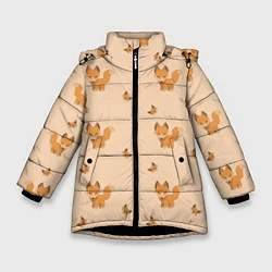 Куртка зимняя для девочки Хитрые Лисички, цвет: 3D-черный