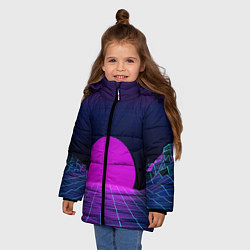 Куртка зимняя для девочки Закат розового солнца Vaporwave Психоделика, цвет: 3D-красный — фото 2