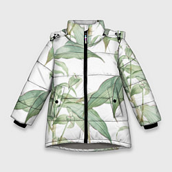 Куртка зимняя для девочки Цветы Яркая Листва, цвет: 3D-светло-серый