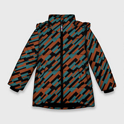 Куртка зимняя для девочки Разноцветные прямоугольники абстракция, цвет: 3D-черный