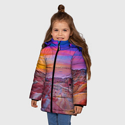 Куртка зимняя для девочки Краски природы Горы Neon Китай, цвет: 3D-светло-серый — фото 2