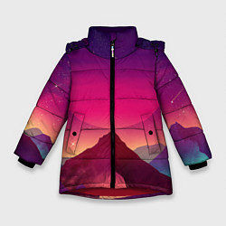 Куртка зимняя для девочки Горы Космос Neon Психоделика, цвет: 3D-красный