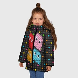 Куртка зимняя для девочки Pac-man пиксели, цвет: 3D-светло-серый — фото 2