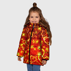 Куртка зимняя для девочки СВЕТЯЩИЕСЯ СЕРДЕЧКИ, цвет: 3D-красный — фото 2
